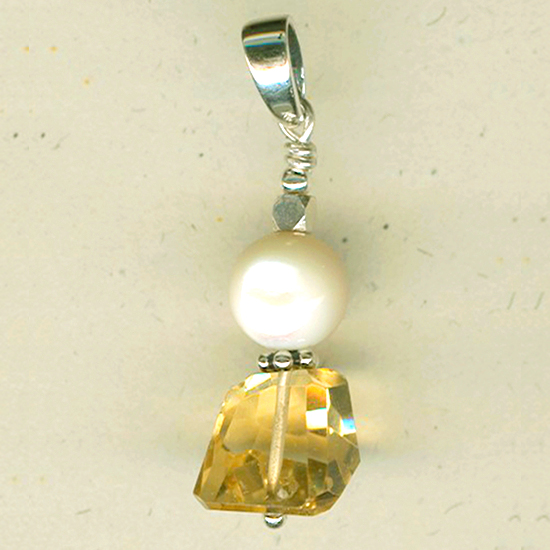 Pendentif Citrine, Nacre et Argent