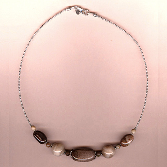 Collier Bois pétrifié et Argent