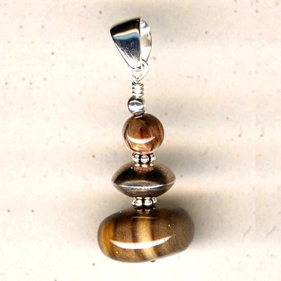 Pendentif Bois pétrifié (Fossile) et Argent