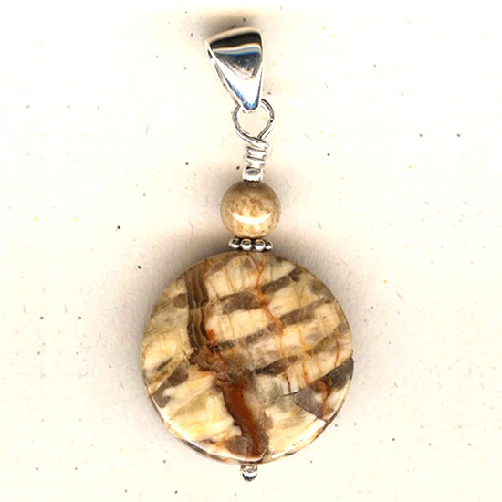 Pendentif Bois pétrifié (Fossile)