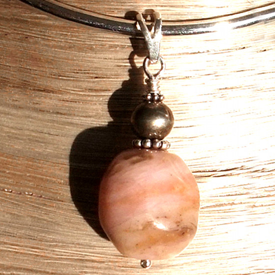 Pendentif Opale rose et Argent
