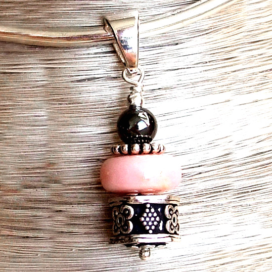 Pendentif Opale rose et Argent