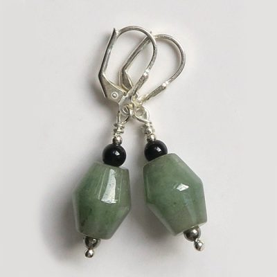 Boucles d'oreilles Jade jadéite vert et Argent
