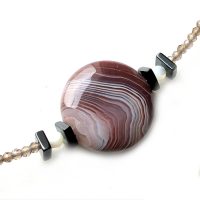 Collier Agate, Quartz fumé et Argent