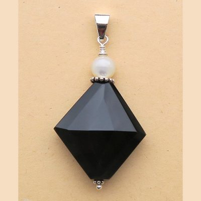 Pendentif Onyx, Nacre et Argent