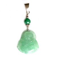Pendentif Bouddha Jade jadéite vert et Argent