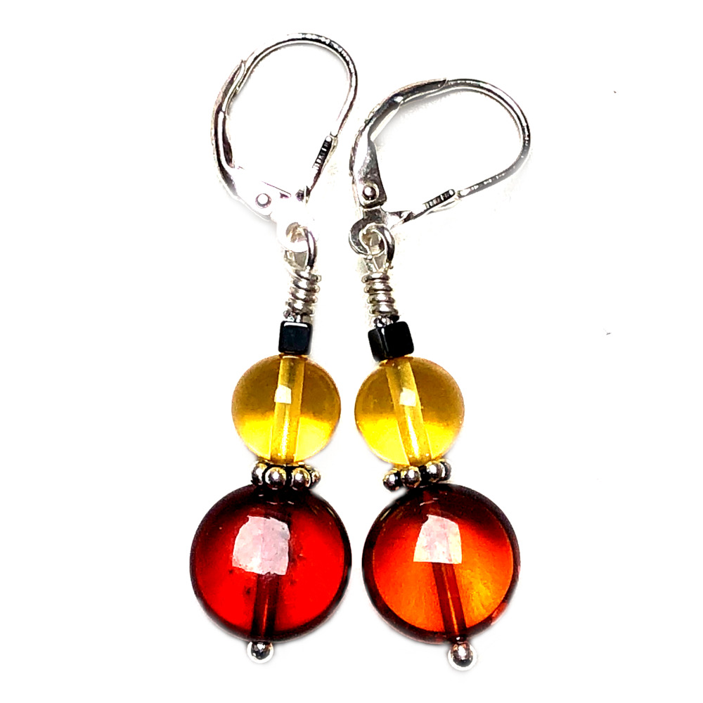 Boucles d'oreilles Ambre et Argent