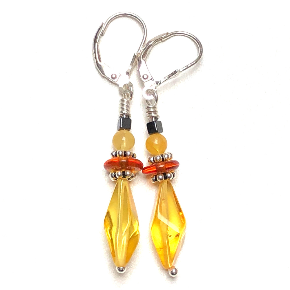 Boucles d'oreilles Ambre et Argent