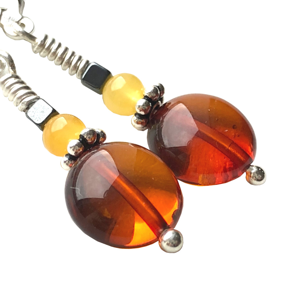 Boucles d'oreilles Ambre et Argent - Image 2