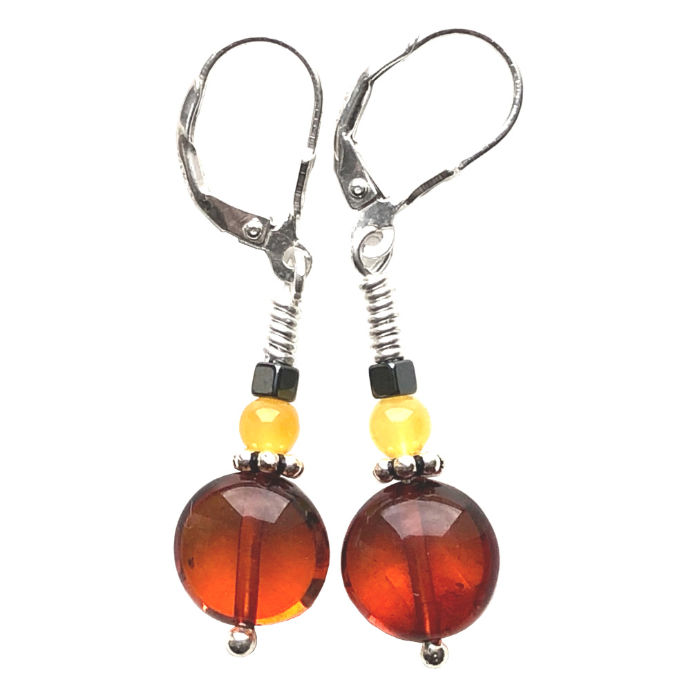 Boucles d'oreilles Ambre et Argent