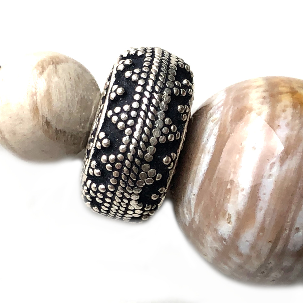 Pendentif Bois pétrifié (fossile) et Argent