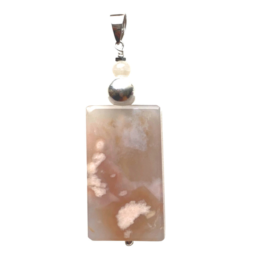 Pendentif Agate Fleur et Argent