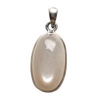 Pendentif Pierre de Lune beige rosé et Argent