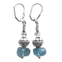 Boucles d'oreilles Aigue-marine et Argent