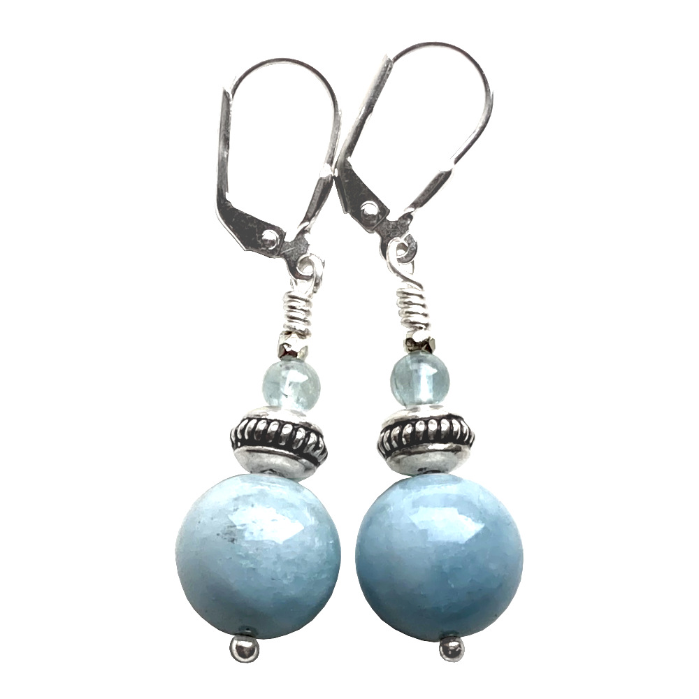 Boucles d'oreilles Aigue-marine et Argent