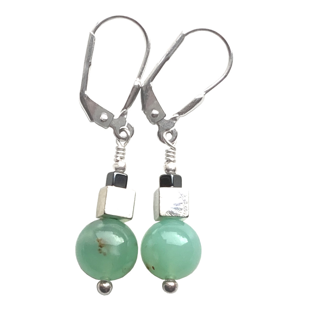 Boucles d'oreilles Chrysoprase et Argent
