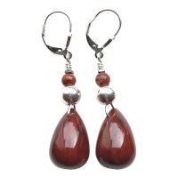 Boucles d'oreilles Jaspe rouge et Argent