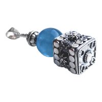 Pendentif Calcédoine bleu intense et Argent
