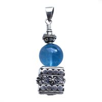 Pendentif Calcédoine bleu intense et Argent