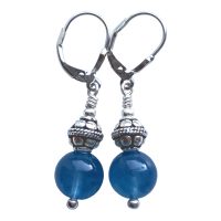 Boucles d'oreilles Calcédoine bleu intense et Argent