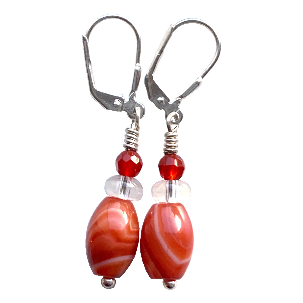 Boucle d'oreilles Cornaline et Argent