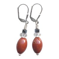 Boucle d'oreilles Jaspe rouge et Argent